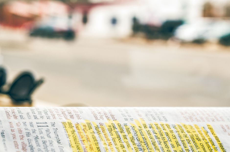 open book with highlighted text