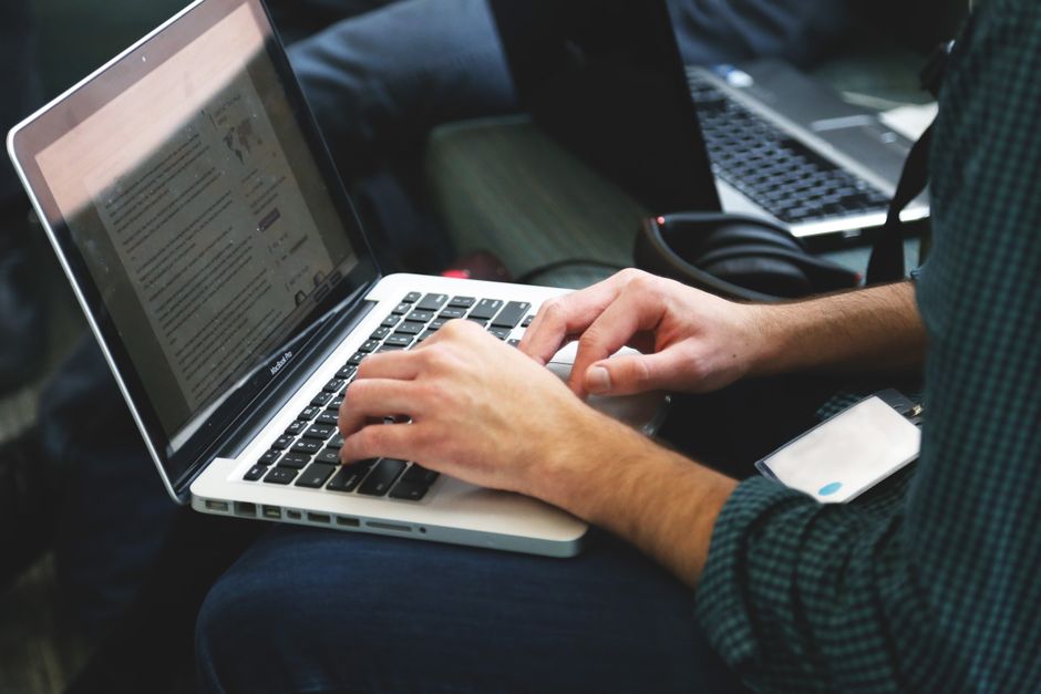 job advert on laptop screen