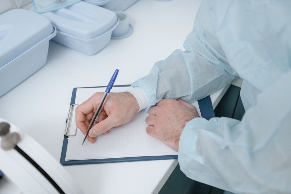 hospital records on desk