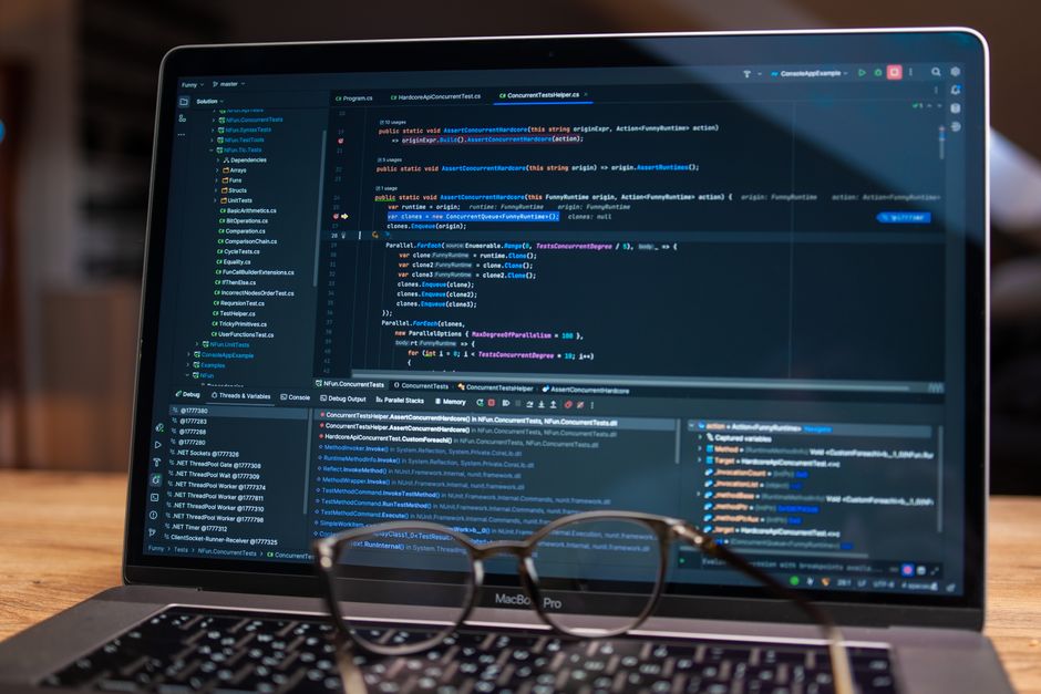 laptop with code editor open