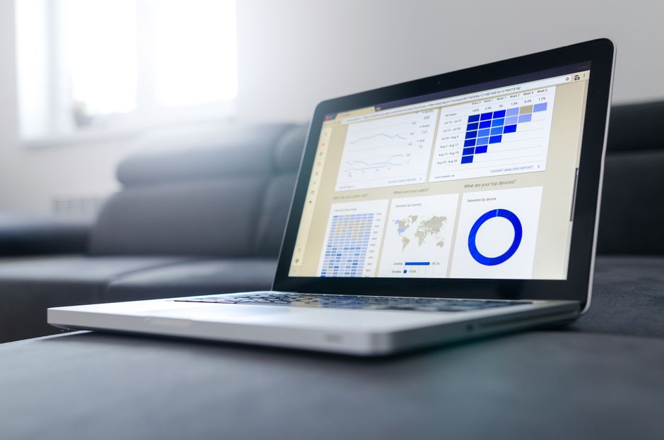 laptop with data dashboard