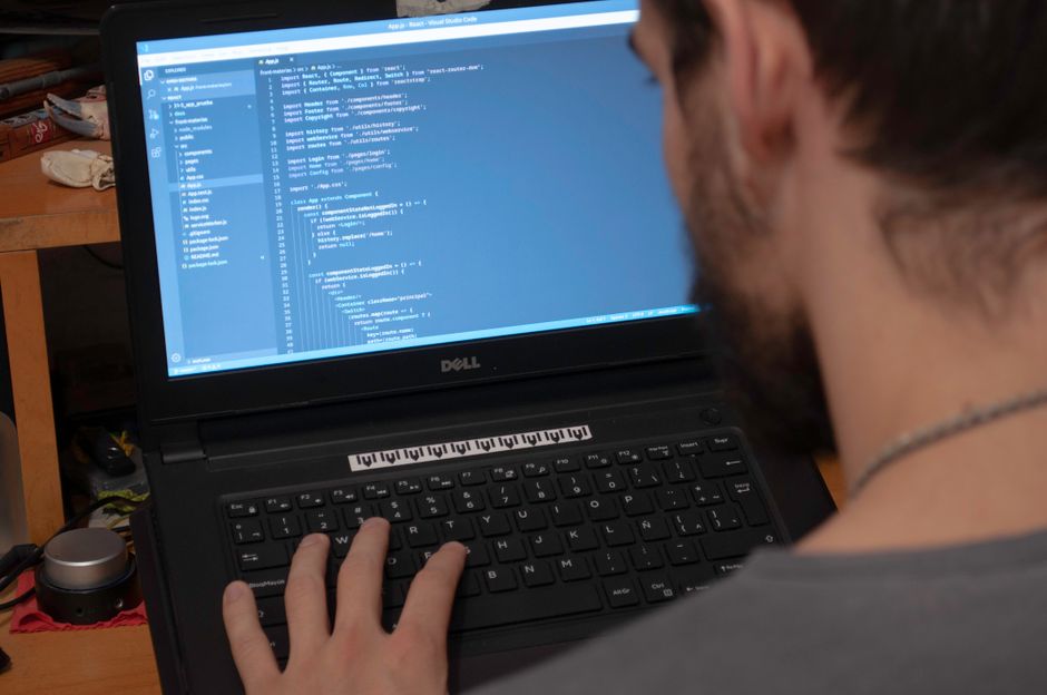 student laptop code editor