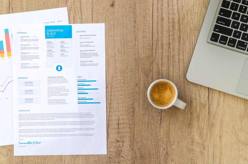 resume and coffee on desk