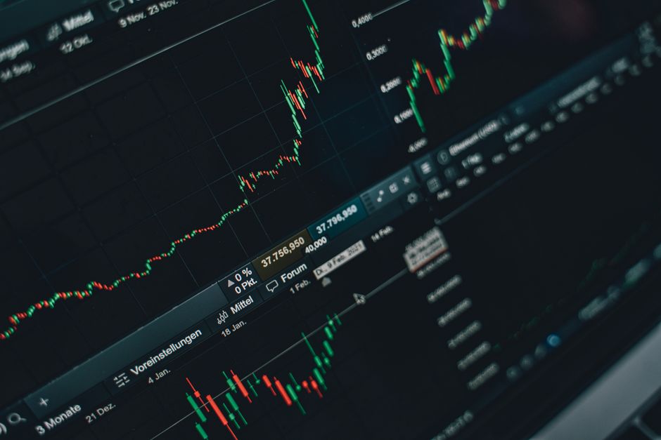 stock market chart on screen