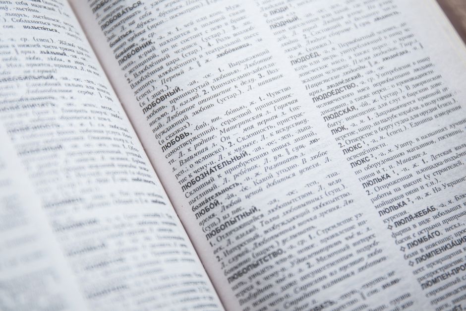 open dictionary pages close up
