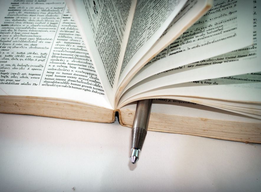 open dictionary book close up
