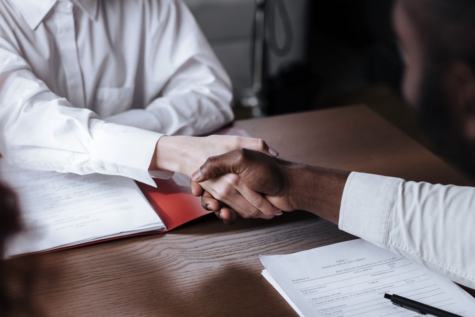 office job interview handshake